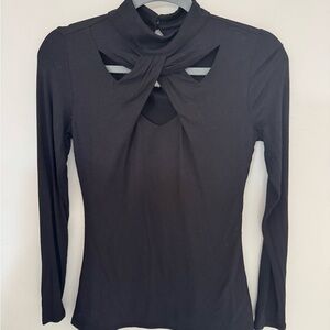 INC International Concepts Black Long Sleeve Top